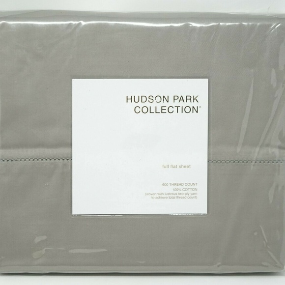 Hudson Park 600TC Sateen Solid Flat Sheet FULL Gre - Picture 1 of 3